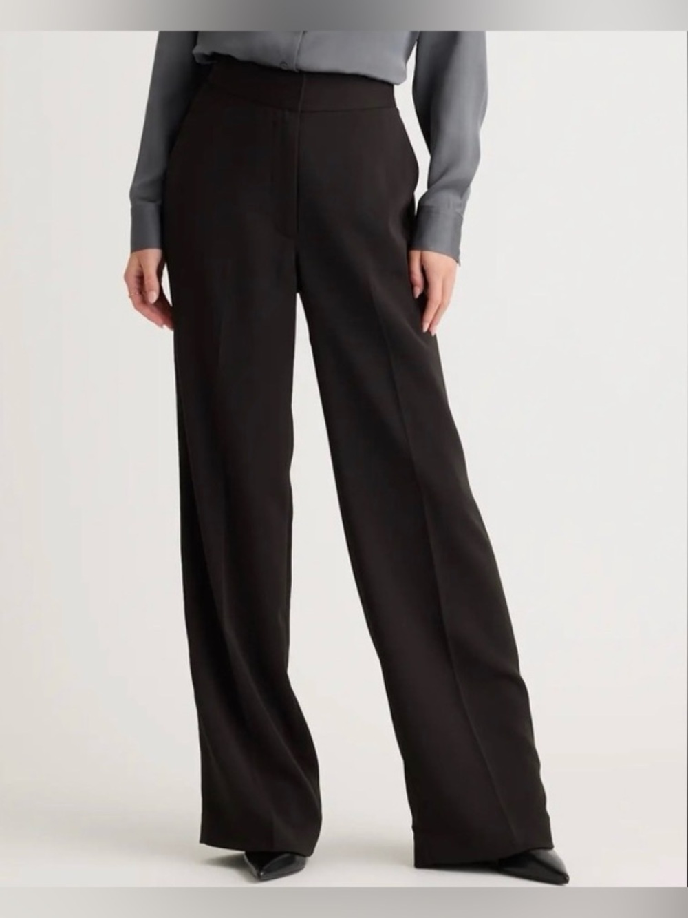 Quince Women’s Stretch Crepe Classic Black Trousers Size 8 Great Condition!